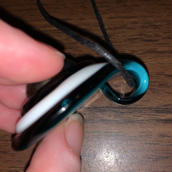 Glass Pendant Green and White handmade - Picture 8 of 8